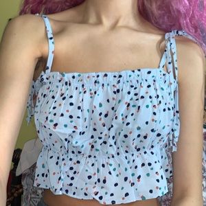 beautiful new polka dot loose baby doll tank